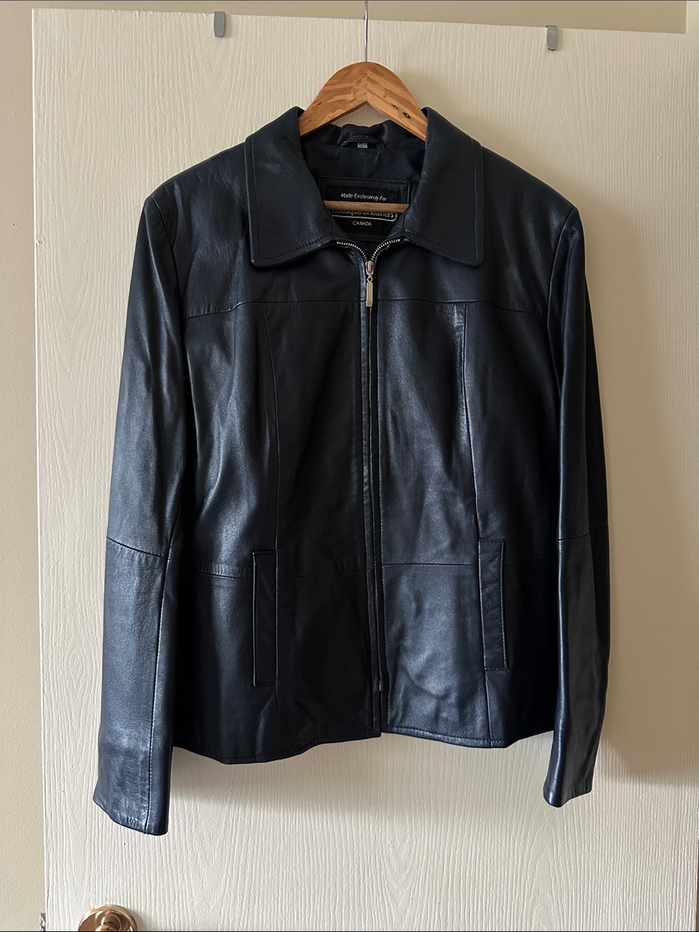 Boutique Of Leathers navy blue leather jacket